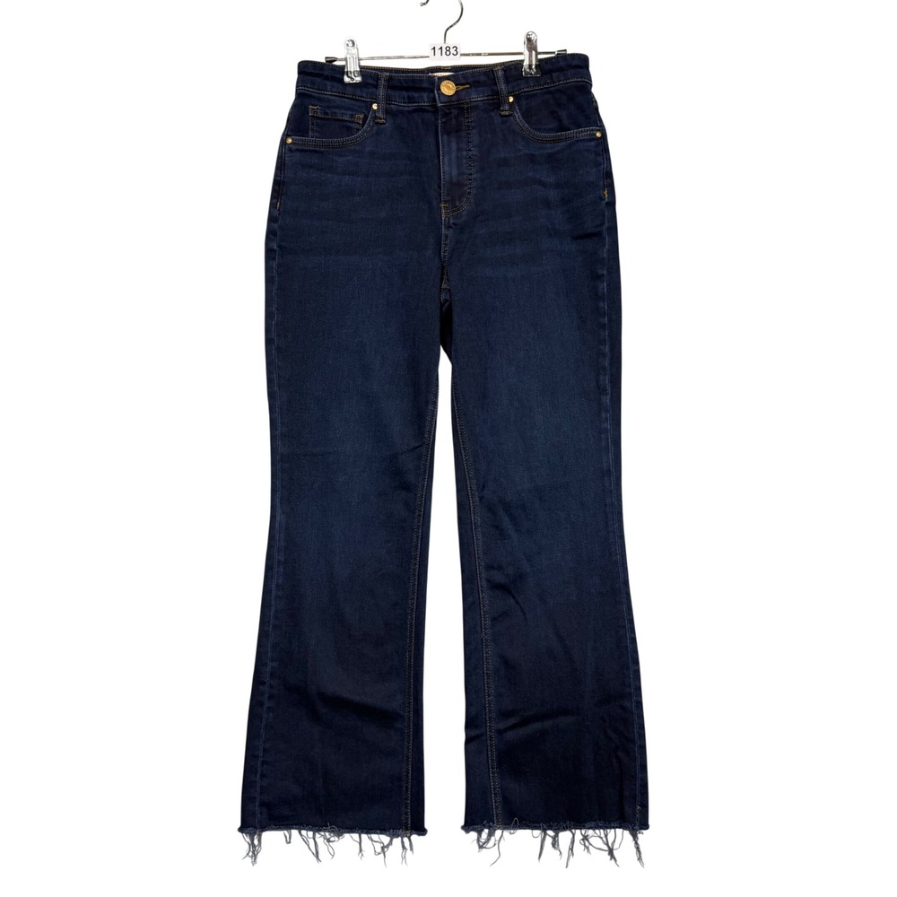 KUT from the Kloth Kelsey Ankle Flare Jeans Womens 6 Dark Wash Raw Hem Fab Ab